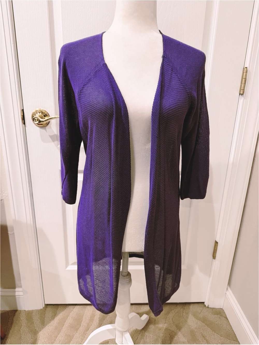 Chico's Purple Open-Front Lightweight Cardigan